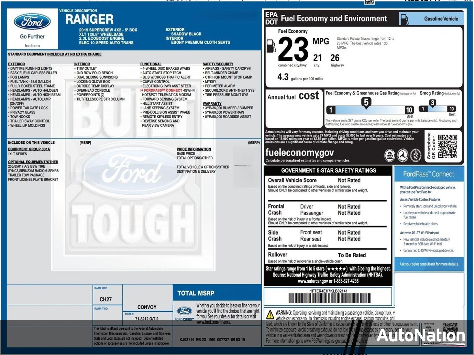 2019 Ford Ranger 2WD Standard Pickup Trucks