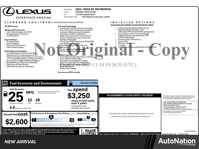 2024 Lexus RX 2WD Sport Utility Vehicles